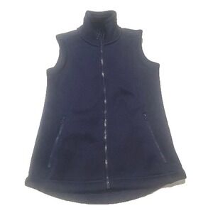 Ascend‎ Women's Sleeveless Fleece Vest Full Zip Navy Blue Zipped Pockets Size XS